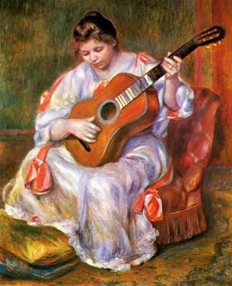 Schema per il punto croce: Donna con chitarra di Renoir