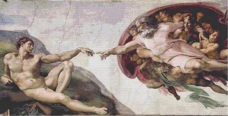 Schema per il punto croce: La creazione di Adamo - Michelangelo