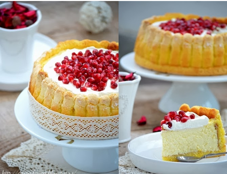 CHEESECAKE CON MASCARPONE, AMARETTO E MELOGRANO