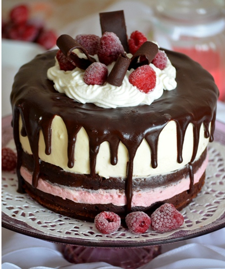 TORTA AL CIOCCOLATO CON YOGURT E LAMPONE MOUSSE