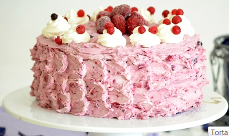 TORTA CON I LAMPONI, MIRTILLI E CREMA DI CIOCCOLATO BIANCO