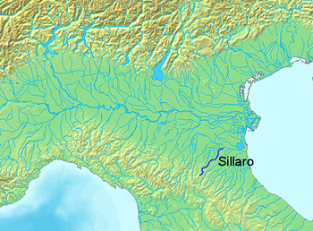English: Location of Sillaro river - Italy Ita...