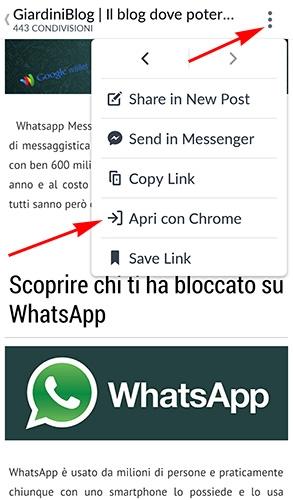 come aprire con browser interno facebook