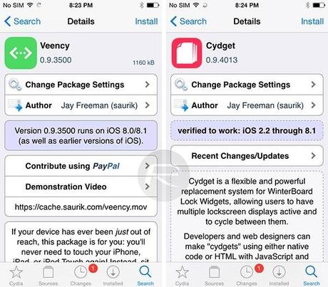 Saurik aggiorna Cydget e Veency con il supporto ad iOS 8 e iPhone 6/6+