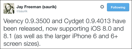 Saurik aggiorna Cydget e Veency con il supporto ad iOS 8 e iPhone 6/6+