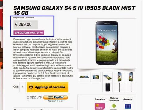 Comprare il Samsung Galaxy S4 a 299 euro