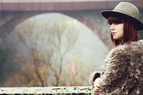 Stone - a faux fur and a hat