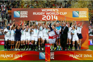 L'Inghilterra femminile festeggia il trionfo nella Coppa del Mondo 2014 (Credit: World Rugby)