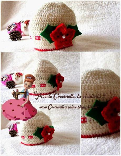 Cappellino natale, bimbi, realizzato a uncinetto. Con stella di natale!