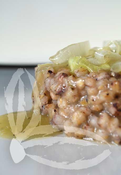 Sorgo con salsa ai porri