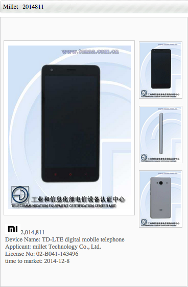 Xiaomi Redmi 2 TENAA