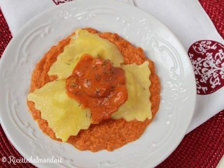 Ravioli alla cernia con crema ai gamberi