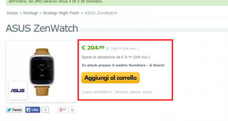 ASUS ZenWatch  WI500Q EU   EXPANSYS Italia