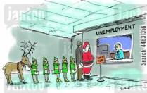 Santa and his elves are in unemployment line.