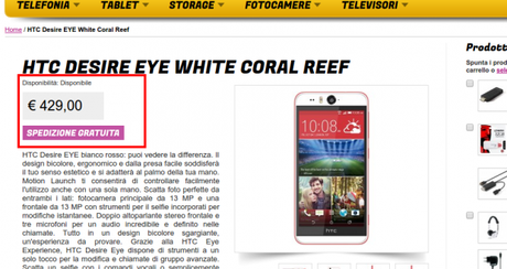 HTC Desire EYE White Coral Reef   Gli Stockisti  Smartphone  cellulari  tablet  accessori telefonia  dual sim e tanto altro