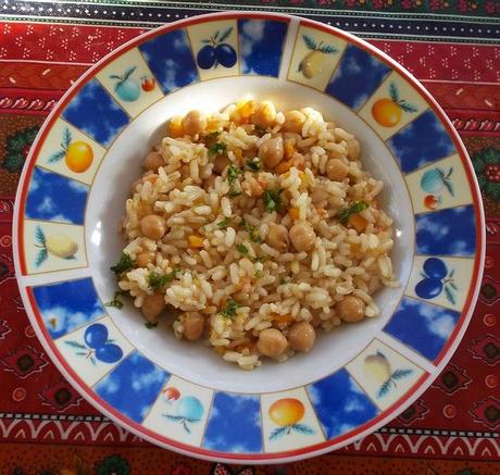 Risotto ceci, gamberi e zucca