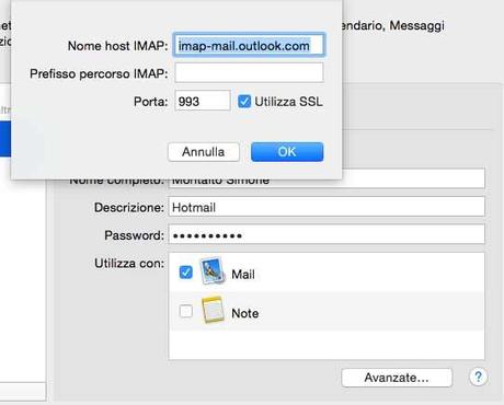 Come configurare un account Outlook o Hotmail su OS X Yosemite