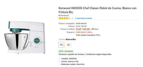 Offerte a tempo Amazon: robot da cucina Kenwood a metà prezzo