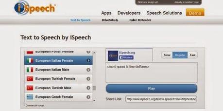 iSpeech: utility web per convertire testi in messaggi vocali