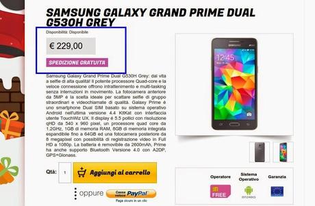 Samsung Galaxy Grand Prime Dual sim disponibile in Italia a 229 euro