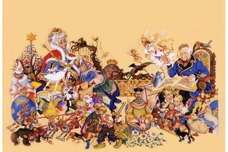 Inside cover illustration of Andersen's Fairy Tales (New York, 1944) by Arthur Szyk. 