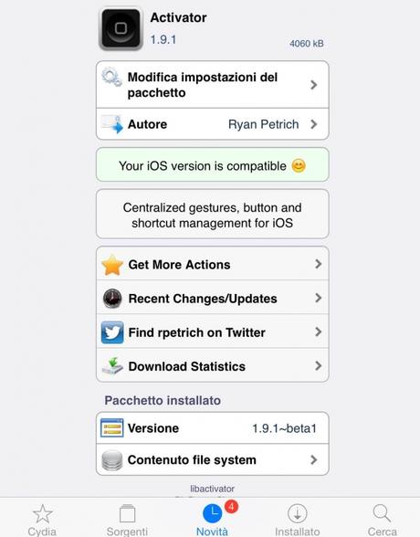 Tweak Cydia (iOS 8.x.x) – Activator si riaggiorna correggendo alcuni bug [Aggiornato Vers. 1.9.2]