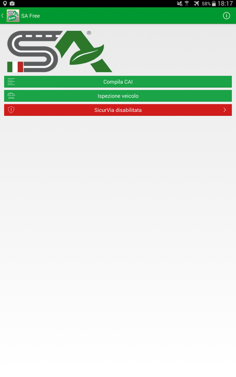 schermata principale di SA Free