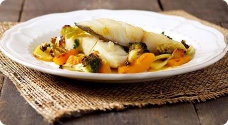 Baccalà al forno con zucca e verdure invernali