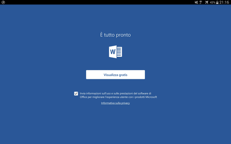 schermata visualizzata dopo il login nell'account Microsoft 