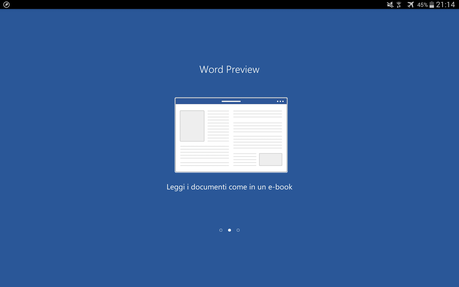 seconda schermata del tutorial iniziale di word per tablet 