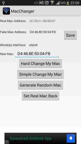 Android cambiare Mac Address con Mac Address Changer Apk