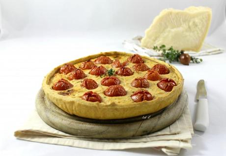 Crostata ricotta di capra e pomodorini confit