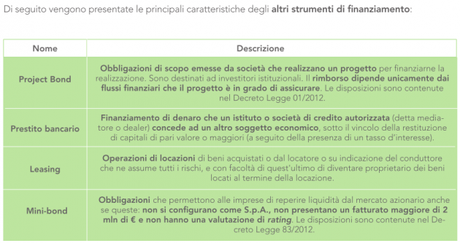 Altri strumenti di finanziamento  I