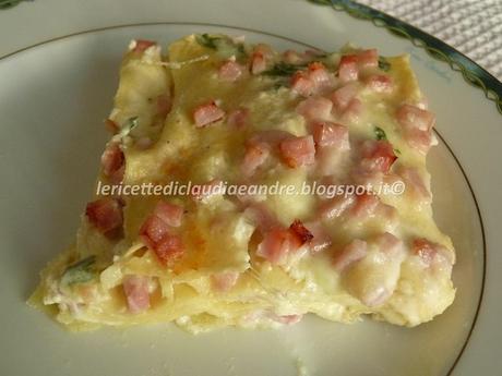 Lasagna con prosciutto taleggio, philadelphia  e ricotta