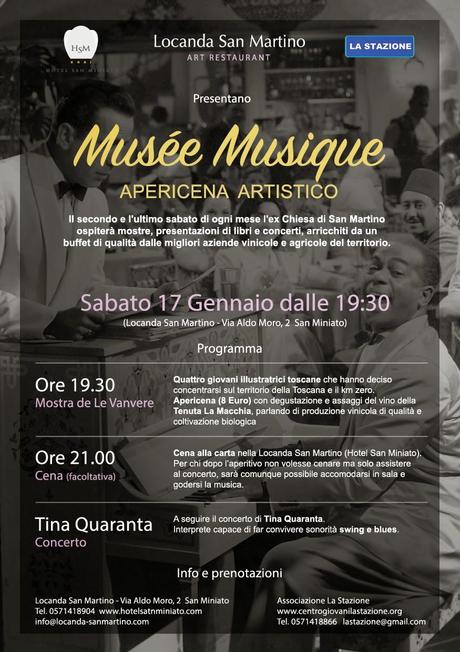 Musée Musique, l'aperi-cena artistica organizzata dalla Locanda San Martino, in collaborazione con l'Associazione La Stazione di San Miniato