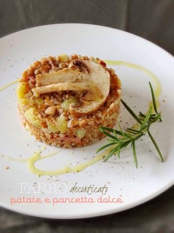 Farro decorticato con patate e pancetta dolce