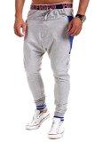 Stili MT - MT-55 - Pantaloni sportivi con zip e cavallo basso - Grigio / Blu - M 