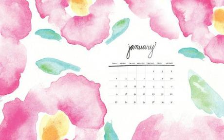 Calendario stampabile gratuito-Hello-Monday-January2015-Watercolor-Calendar-650