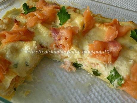 Lasagne con salmone, taleggio, philadelphia e ricotta