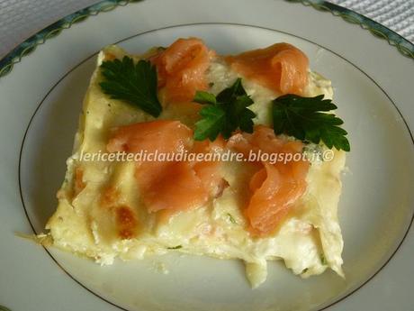 Lasagne con salmone, taleggio, philadelphia e ricotta