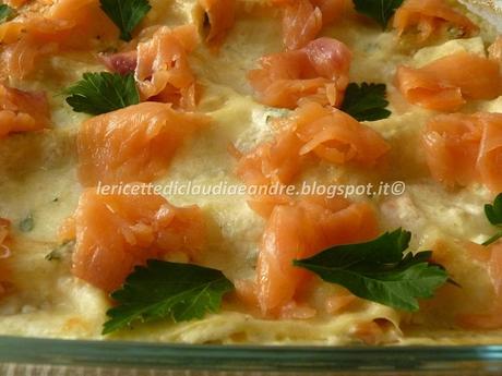 Lasagne con salmone, taleggio, philadelphia e ricotta