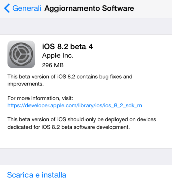 Apple rilascia iOS 8.2 beta 4 agli sviluppatori, Link Diretti al Download [In Aggiornamento]