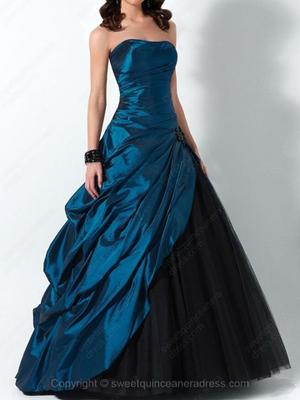 Strapless Ball Gown Tulle Taffeta Floor-length Beading Quinceanera Dresses #SWEET02072008