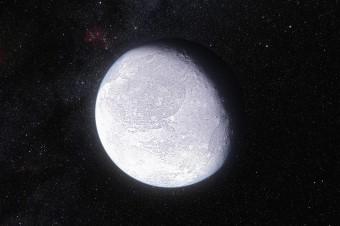 Il pianeta nano Eris, nella ricostruzione artistica basata sulle riprese effettuate all'osservatorio di La Silla in Cile dell'ESO. Crediti: ESO/L. Calçada and Nick Risinger (skysurvey.org)