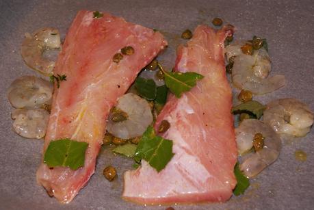 Filetto di Persico al forno con Patate e Gamberetti