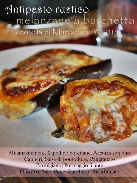 Antipasto rustico, melanzane a barchetta