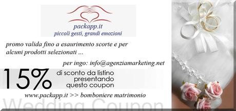 Bomboniere di matrimonio scontate del 15% su Packapp.it grazie al Wedding Coupon