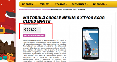 Motorola Google Nexus 6 64GB Cloud White   Gli Stockisti  Smartphone  cellulari  tablet  accessori telefonia  dual sim e tanto altro