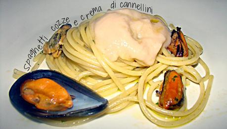 Spaghetti cozze e crema di cannellini