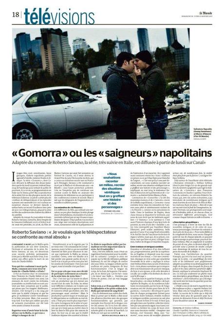 Gomorra - La Serie evento di Sky sulla prima pagina del francese Le Monde